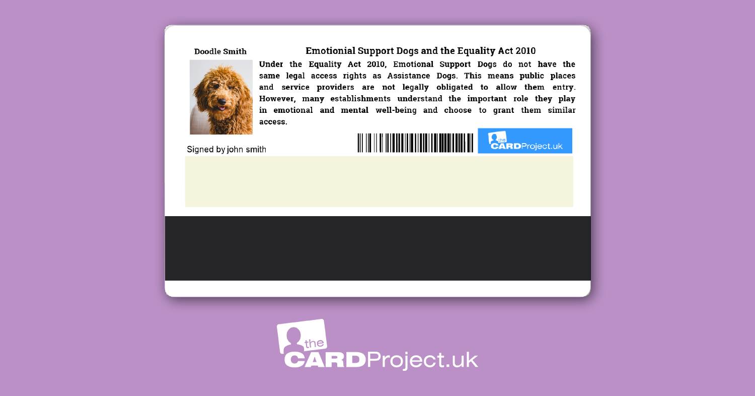 Emotional Support Dog Identification Card (REAR)